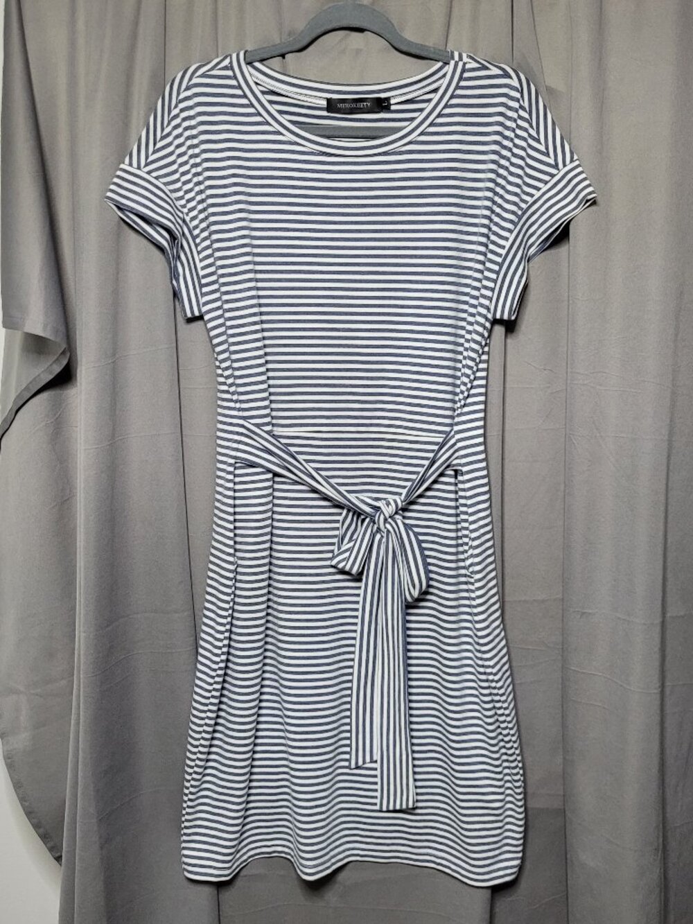Merokeety Women's Striped Short Sleeve T-Shirt Dress with Belt